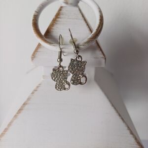 Crystal Rhinestone Cat Earrings